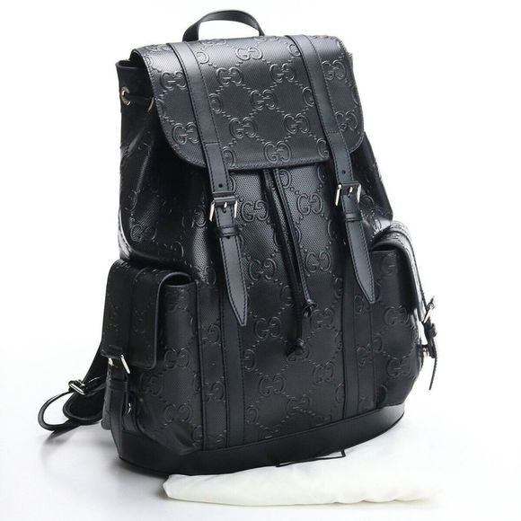 Gucci GG Embossed Backpack Leather Black S - Picture 1 of 9